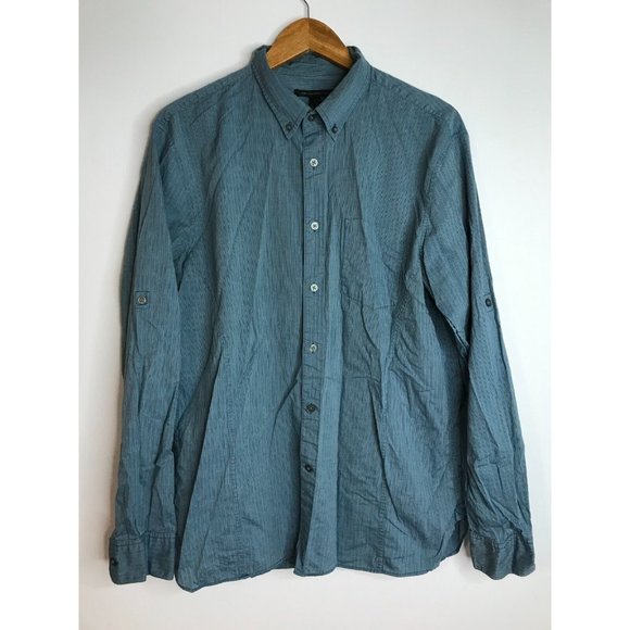 John Varvatos Men's XL Blue Long Sleeve Button Down Rol Tab Sleeve Shirt - Picture 1 of 6
